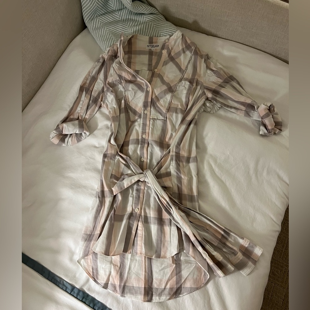 Derek Lam Plaid Flannel Button Down Dress